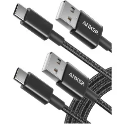 USB C Cable, Anker [2-Pack, 6 ft] Type C Charger Premium Nylon USB Cable , USB A to Type C Charging Cable Fast Charge (Black)